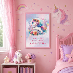 Enchanted Unicorn Pastel Framed Wall Art Gift