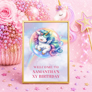 Enchanted Unicorn Pastel Girl Welcome Poster 8x10