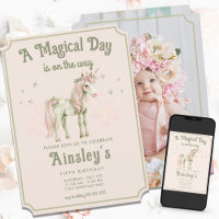 Enchanted Unicorn Personalized Photo Pink Birthday