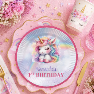 Enchanted Unicorn Pink Purple Girl Birthday Plates