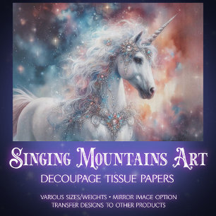 Enchanted Unicorn Under the Stars Decoupage  Tissue Paper