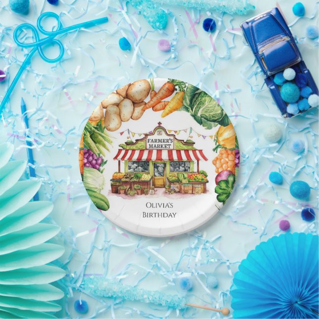 Enchanted Veggies Farmers Market Birthday Paper Plates (Party)