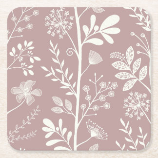 Enchanted Vertical Garden Reverie XL silhouette Square Paper Coaster
