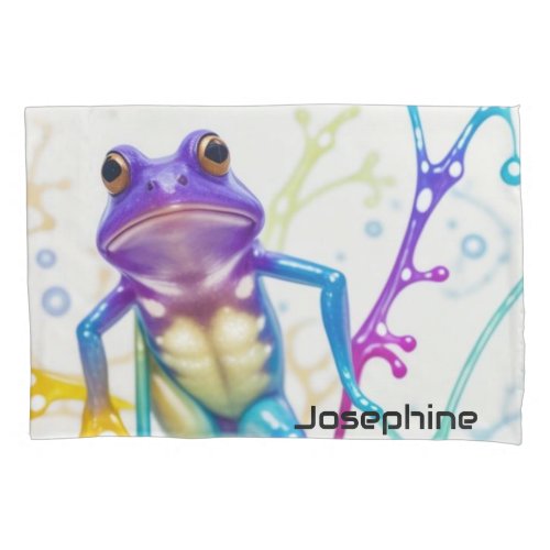 Enchanted Vibrant Dancing Frog  Pillow Case