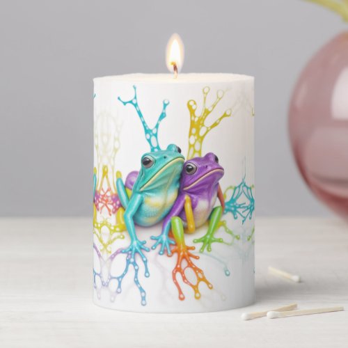 Enchanted Vibrant Frog Besties    Pillar Candle