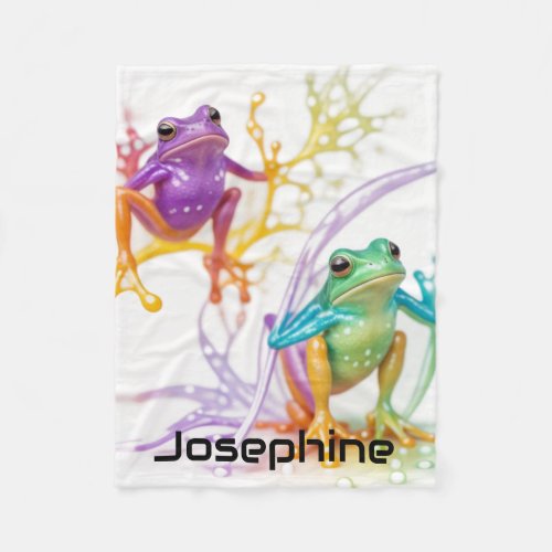 Enchanted Vibrant Frog Hop Fleece Blanket