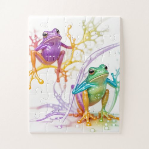 Enchanted Vibrant Frog Hop Jigsaw Puzzle