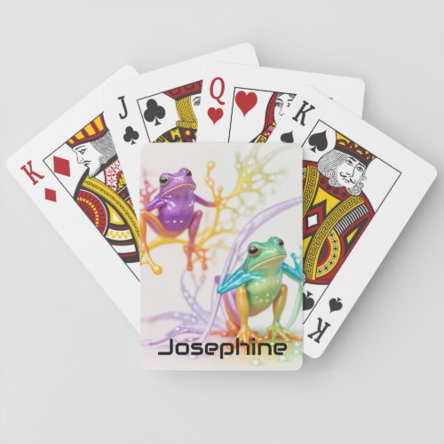 Enchanted Vibrant Frog Hop Playing Cards