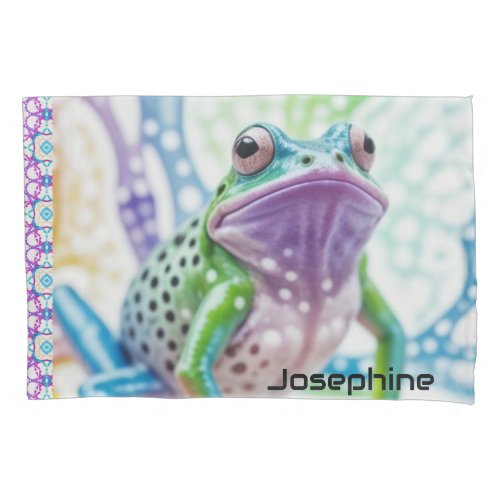 Enchanted Vibrant Happy Frog  Pillow Case