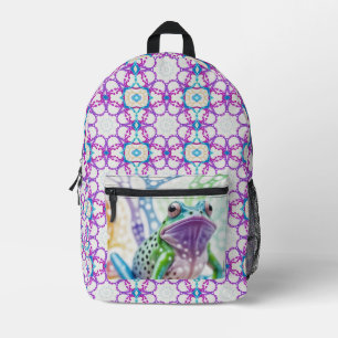 Enchanted Vibrant Happy Frog, Printed Backpack