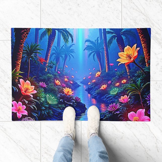 Enchanted Vibrant River Forest Dream Doormat (Indoor)