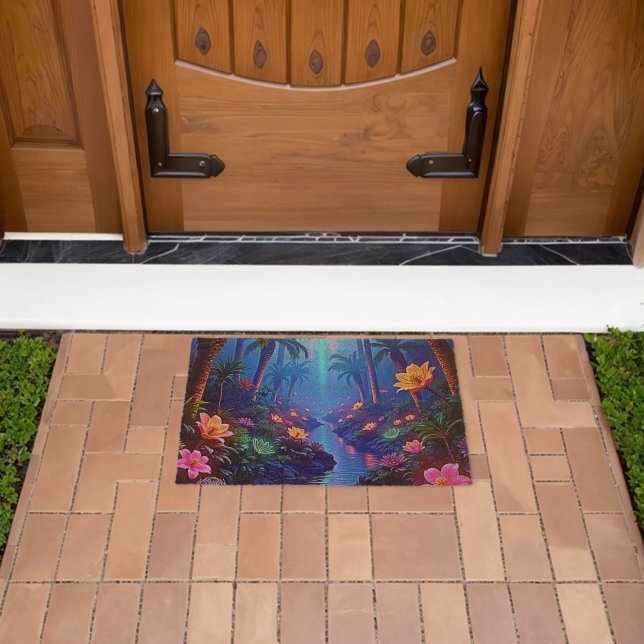 Enchanted Vibrant River Forest Dream Fiber Doormat (Insitu (Outdoor))