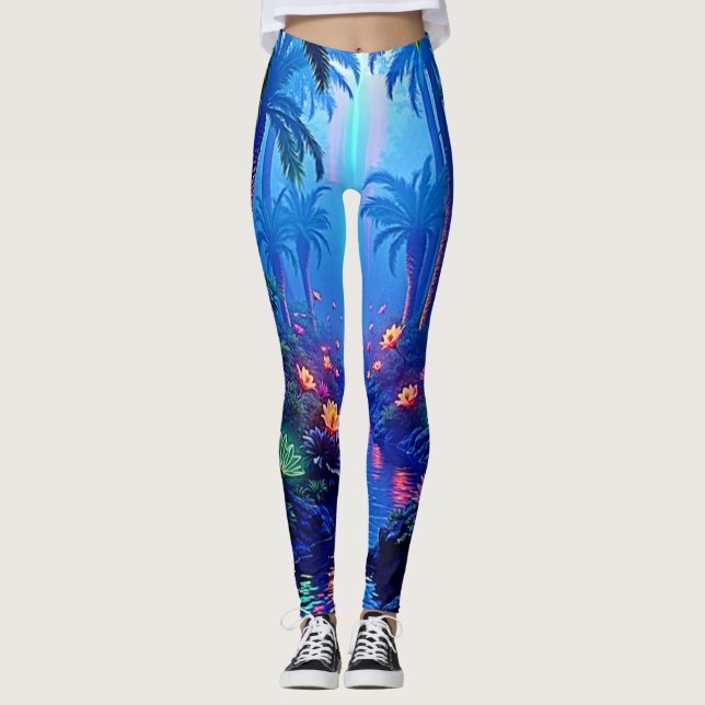 Enchanted Vibrant River Forest Dream Leggings (Front)