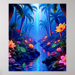 Enchanted Vibrant River Forest Dream Poster