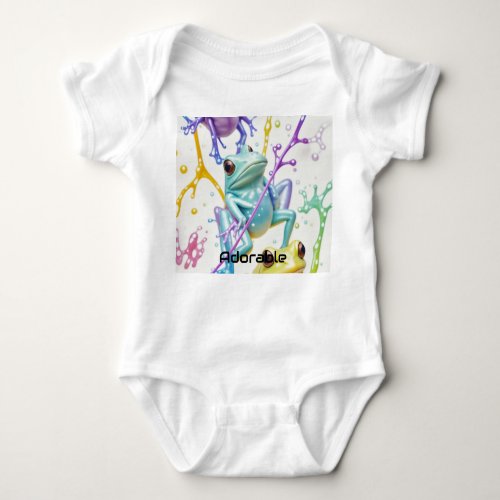 Enchanted Vibrant Three Frogs  Baby Bodysuit