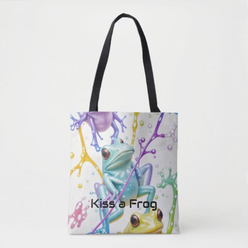 Enchanted Vibrant Three Frogs Tote Bag