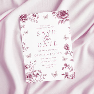 Enchanted Vintage Blush Dusty Rose Floral Wedding Save The Date