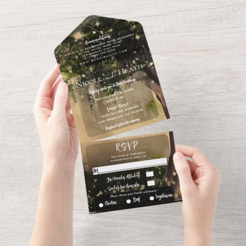 Enchanted Vintage Forest Whimsical Woods Wedding   All In One Invitation