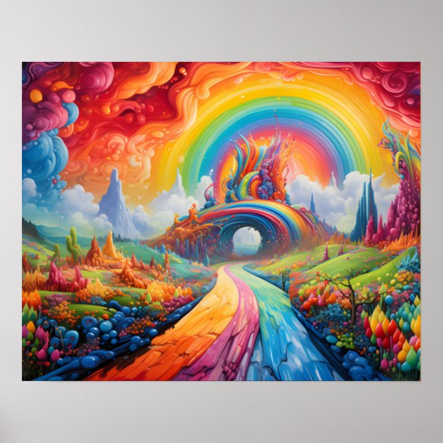 Enchanted Walkway Leading To The Rainbow on a Wall Poster (Front)