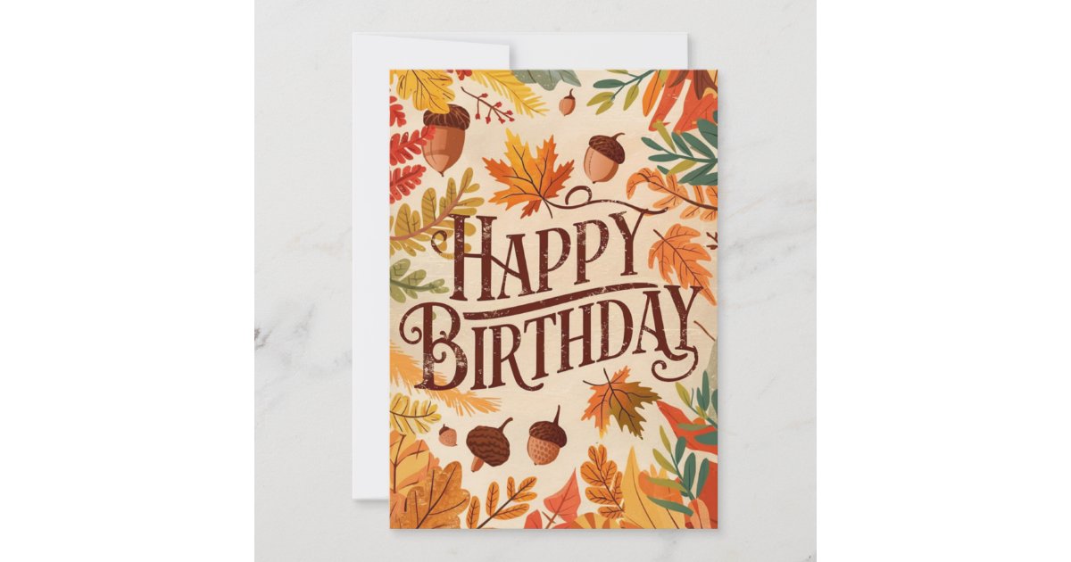 Enchanted Warm Woodland Autumn Fall Happy Birthday Card | Zazzle