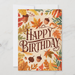 Enchanted Warm Woodland Autumn Fall Happy Birthday Card