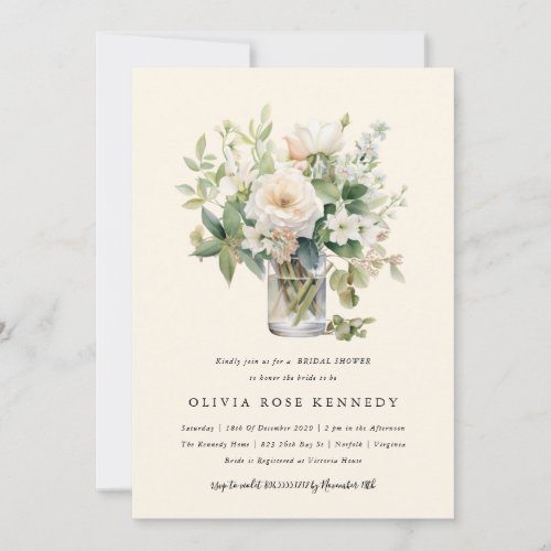 Enchanted Watercolor Bohemian Floral Bridal Shower Invitation