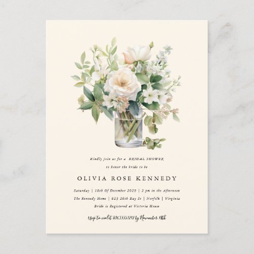 Enchanted Watercolor Bohemian Floral Bridal Shower Postcard