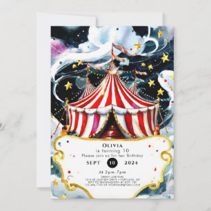 Enchanted Watercolor Circus Birthday Invitation