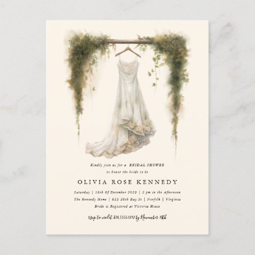 Enchanted Watercolor Forest Bohemian Bridal Shower Postcard
