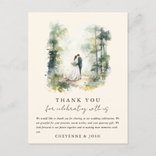 Enchanted Watercolor Forest Bohemian Thank You Postcard