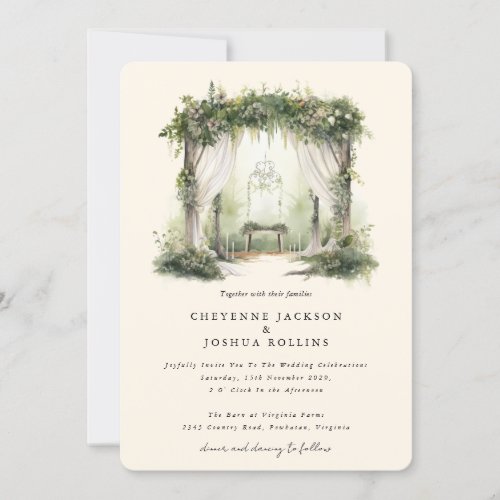 Enchanted Watercolor Forest Bohemian Wedding  Invi Invitation