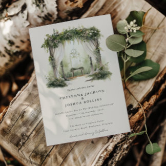 Enchanted Watercolor Forest Bohemian Wedding Invi Invitation