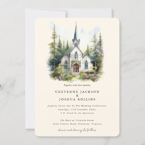 Enchanted Watercolor Forest Bohemian Wedding  Invi Invitation