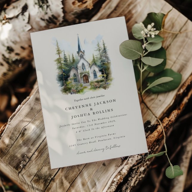 Enchanted Watercolor Forest Bohemian Wedding  Invitation (Creator Uploaded)