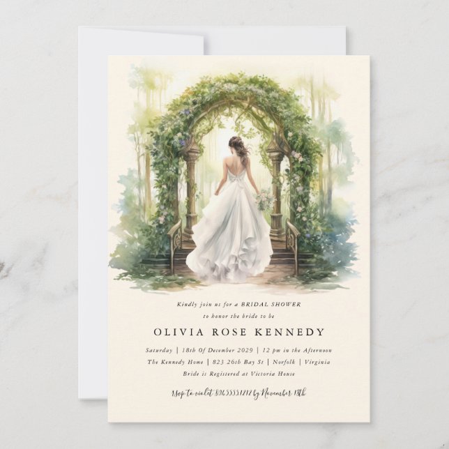 Enchanted Watercolor Forest Boho Bridal Shower  Invitation (Front)