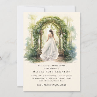 Enchanted Watercolor Forest Boho Bridal Shower Invitation