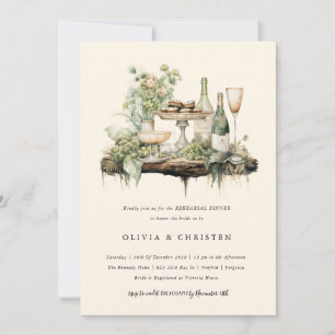 Enchanted Watercolor Forest Boho Rehearsal Dinner Invitation
