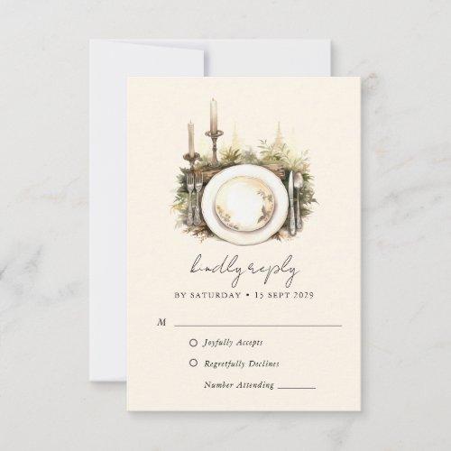 Enchanted Watercolor Forest Boho Wedding RSVP Card