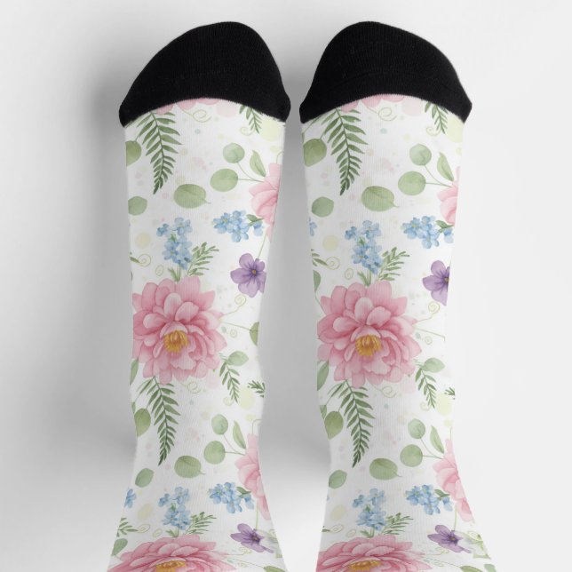 Enchanted Watercolor Garden Bouquet Socks (Top)