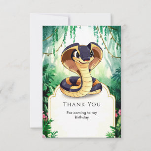 Enchanted Watercolor Snake Birthday Thank You Card