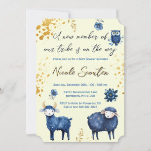 Enchanted Watercolor Woodland Gold Baby Shower Invitation