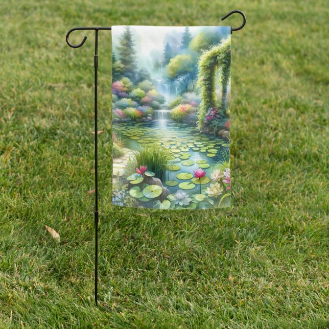 Enchanted Waterfall Garden Lily Pond Flag (In SItu)