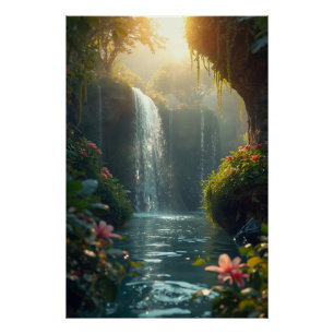 Enchanted Waterfall Nature Poster
