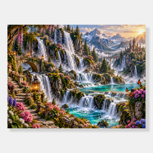 Enchanted Waterfall Valley Fantasy Landscape Foam Board