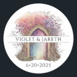 Enchanted Wedding  Classic Round Sticker<br><div class="desc">Enchanted fairy magical wedding sticker favors or envelope stickers featuring a magical door portal to an enchanted forest. For those who love magical themes.</div>