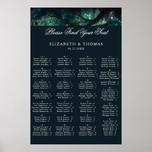 Enchanted Wedding Reception Alphabetical Seating Poster
