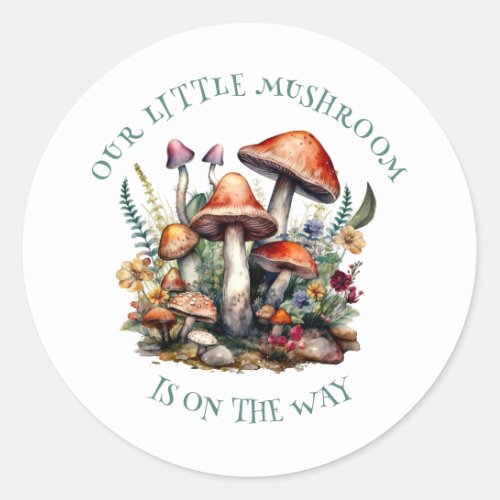 Enchanted Whimsical Mushrooms Woodland Baby Shower Classic Round Sticker