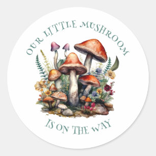 Enchanted Whimsical Mushrooms Woodland Baby Shower Classic Round Sticker