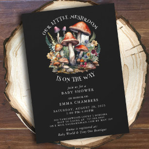 Enchanted Whimsical Mushrooms Woodland Baby Shower Invitation