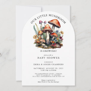 Enchanted Whimsical Mushrooms Woodland Baby Shower Invitation
